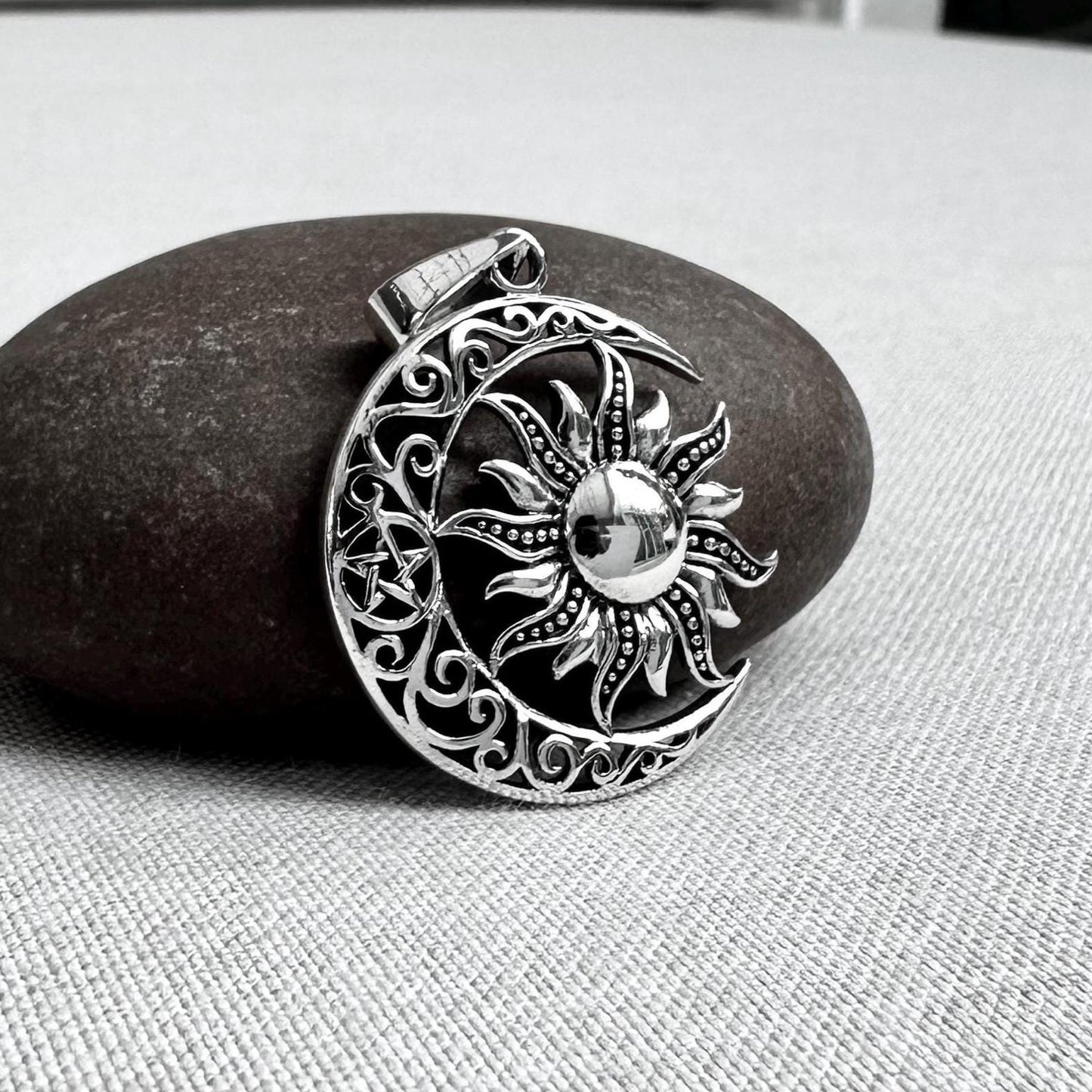 Sun Moon Celtic Crescent Pendant/Necklace