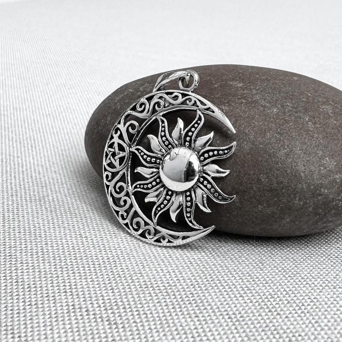 Sun Moon Celtic Crescent Pendant/Necklace