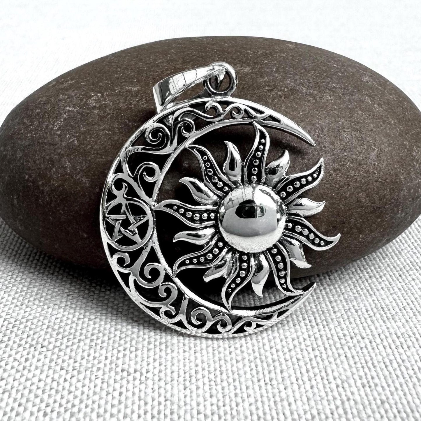Sun Moon Celtic Crescent Pendant/Necklace