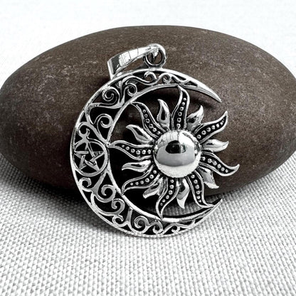 Sun Moon Celtic Crescent Pendant/Necklace