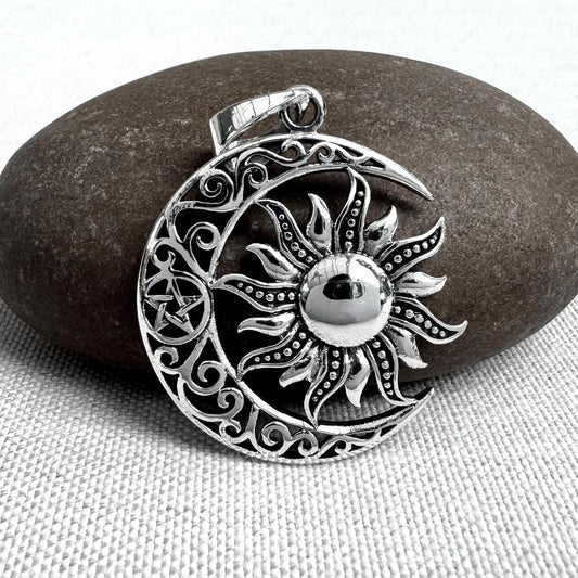 Sun Moon Celtic Crescent Pendant/Necklace
