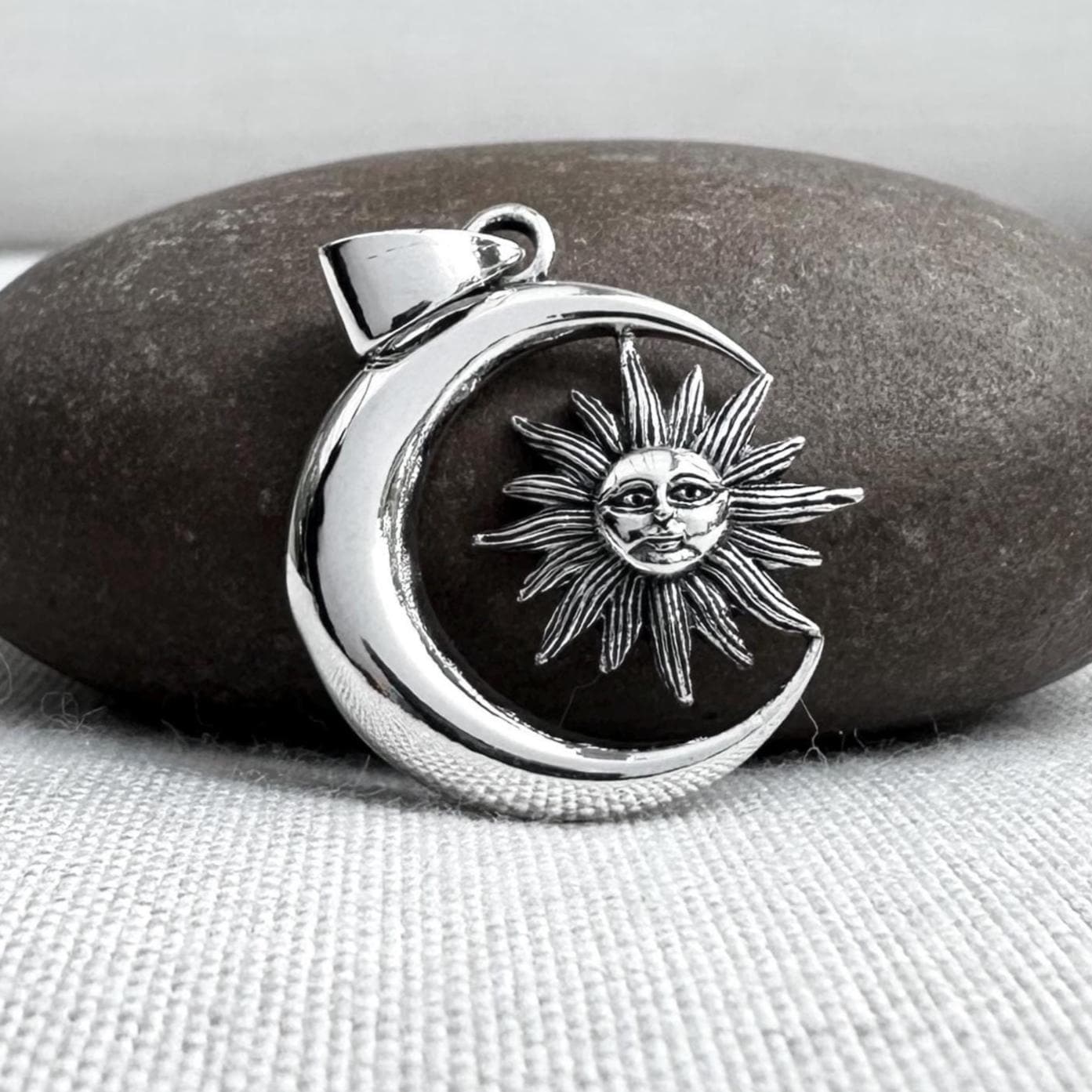 Sun Moon Celtic Crescent Pendant/Necklace