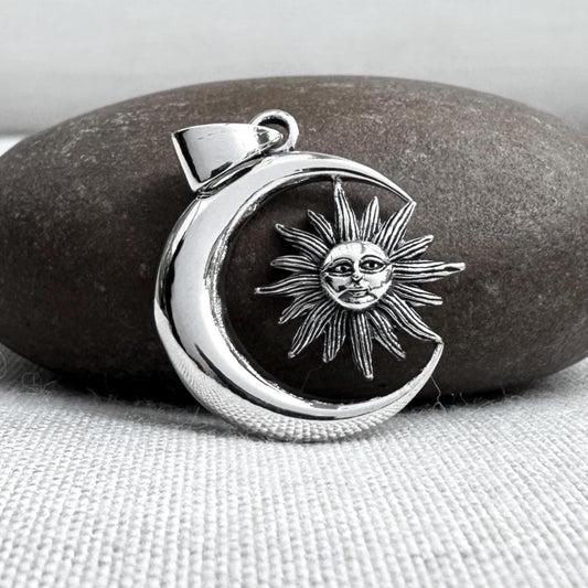 Sun Moon Celtic Crescent Pendant/Necklace
