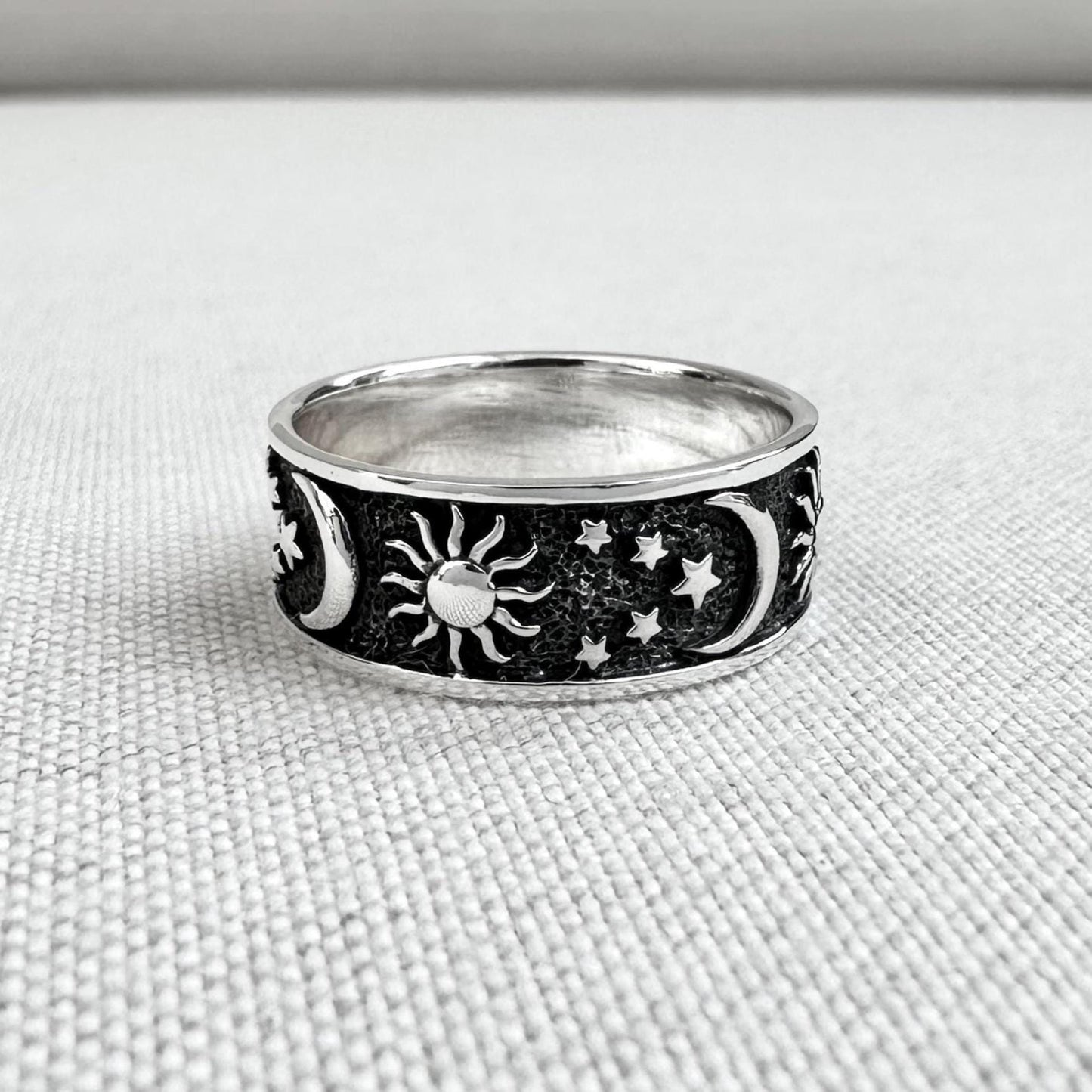 Celtic Crescent Moon Sun Ring