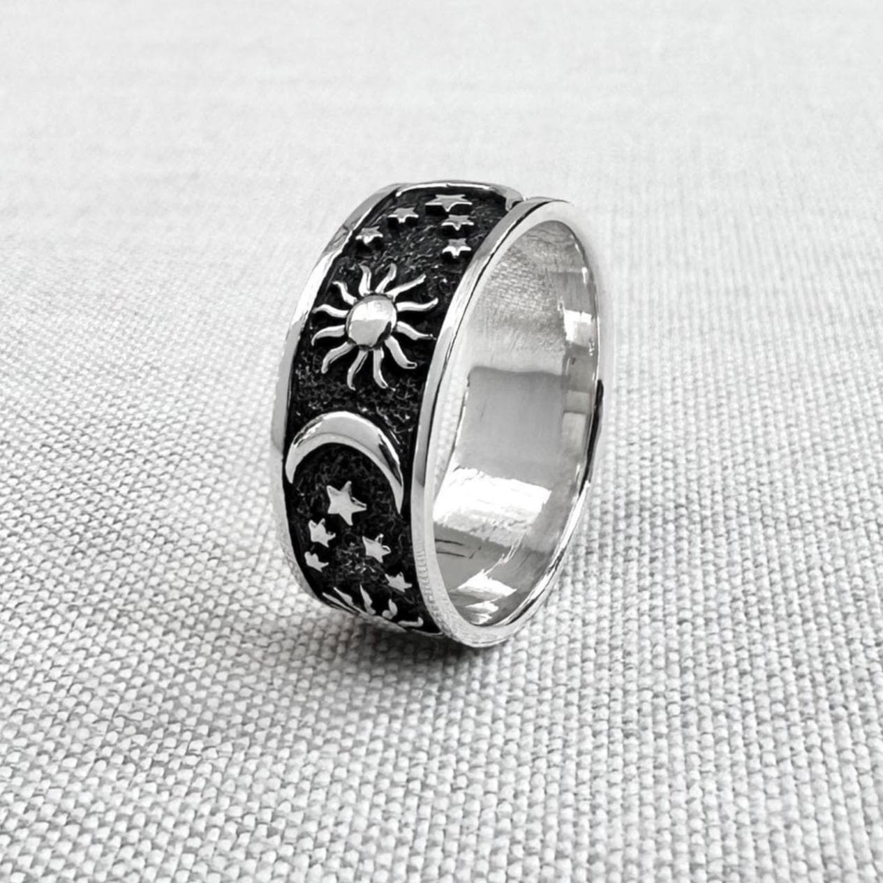 Celtic Crescent Moon Sun Ring
