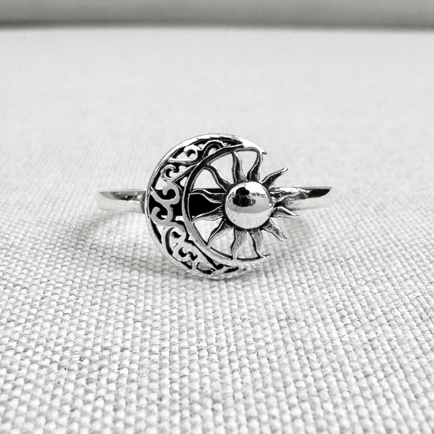 Crescent Moon Sun Ring