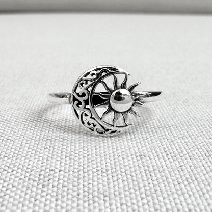 Crescent Moon Sun Ring