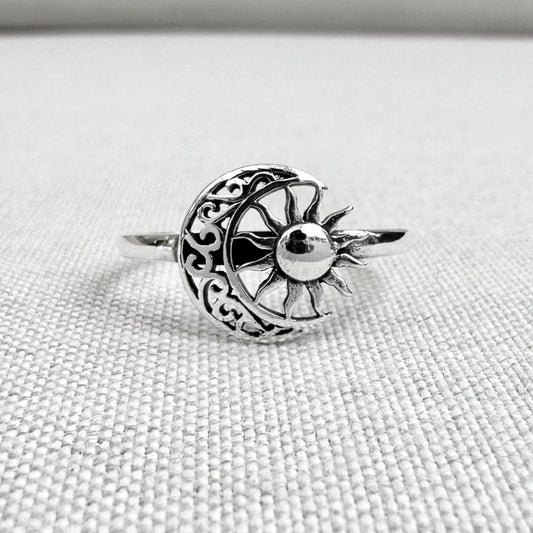 Crescent Moon Sun Ring