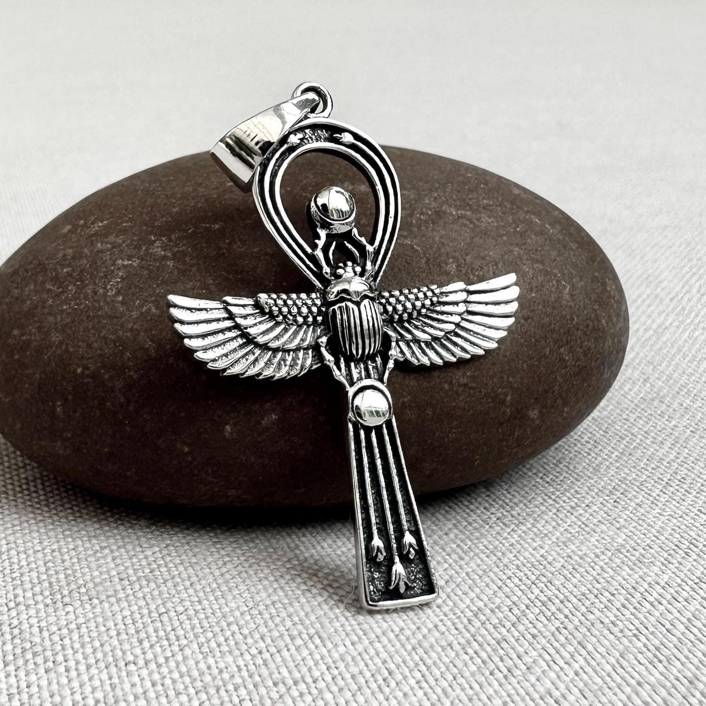 Ankh Egyptian Cross Scarab Pendant/Necklace