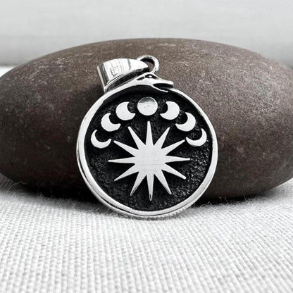 Ouroboros Sun Crescent Moon Celtic Pendant/Necklace
