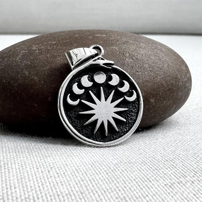 Ouroboros Sun Crescent Moon Celtic Pendant/Necklace