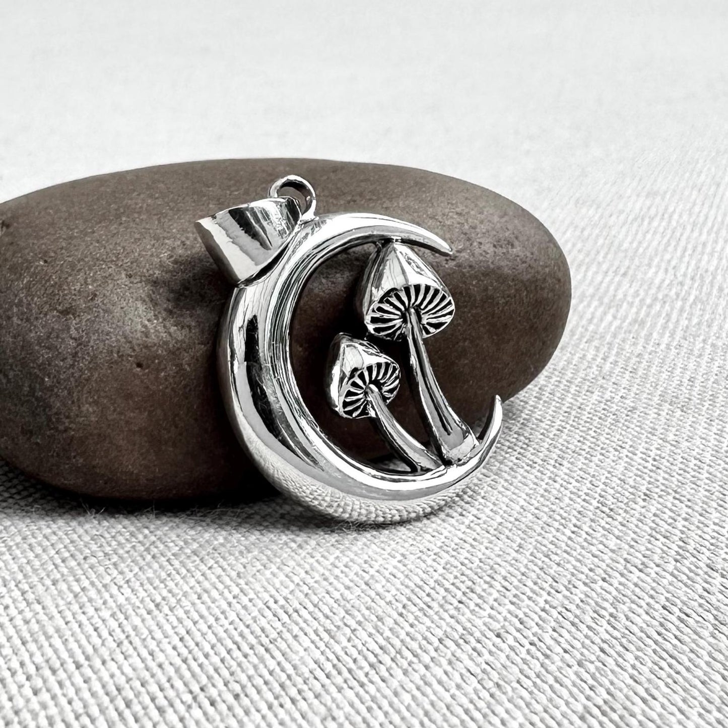 Magic Mushroom Shroom Crescent Moon Pendant/Necklace