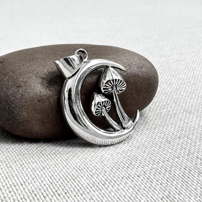 Magic Mushroom Shroom Crescent Moon Pendant/Necklace