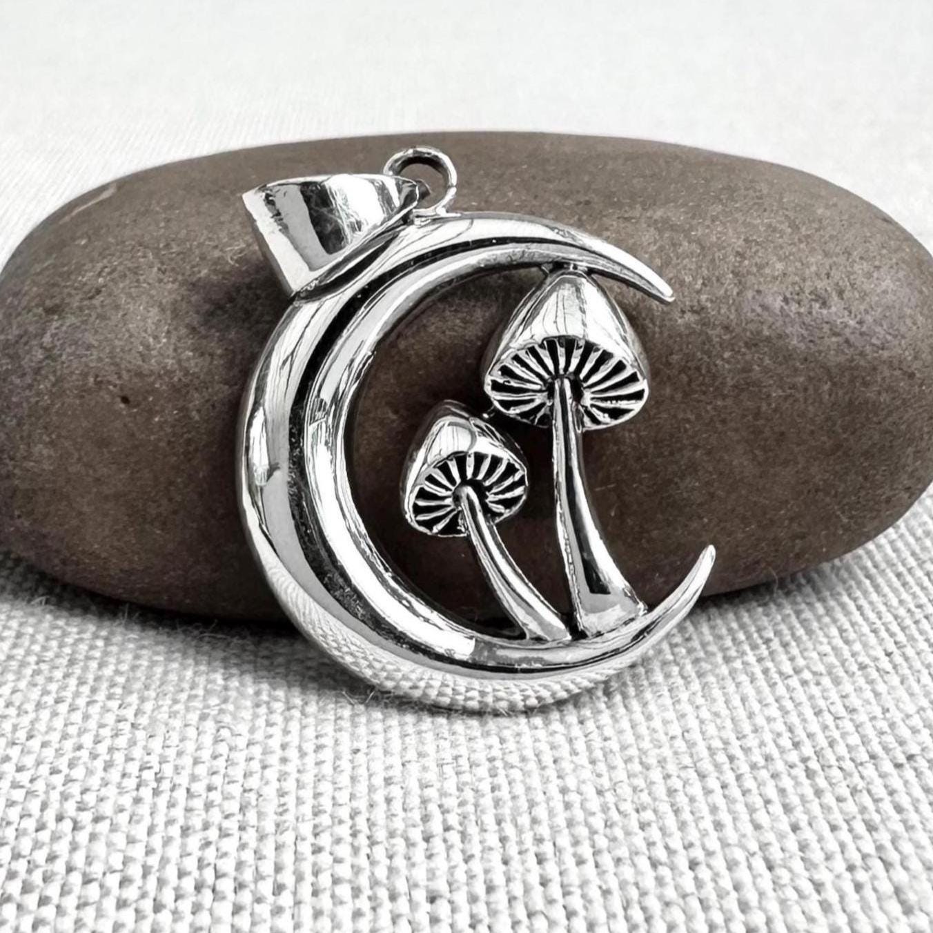 Magic Mushroom Shroom Crescent Moon Pendant/Necklace