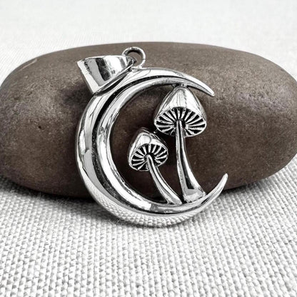 Magic Mushroom Shroom Crescent Moon Pendant/Necklace