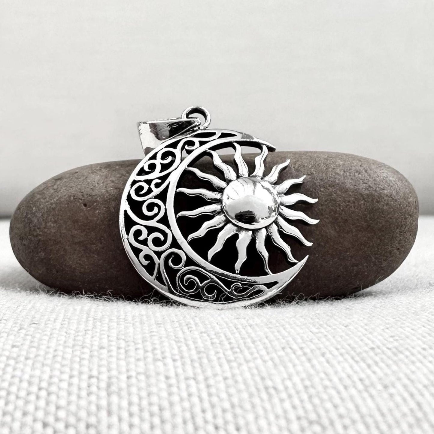 Celtic Sun Crescent Moon Pendant/Necklace