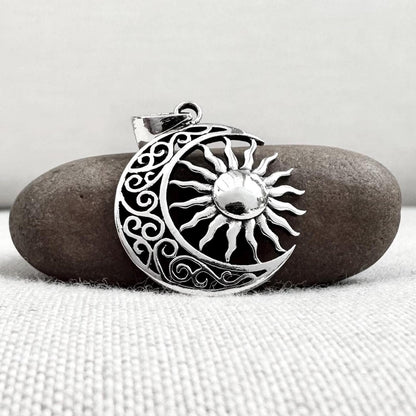 Celtic Sun Crescent Moon Pendant/Necklace