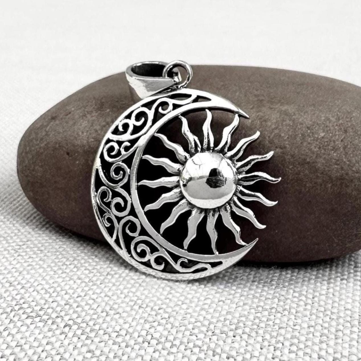 Celtic Sun Crescent Moon Pendant/Necklace