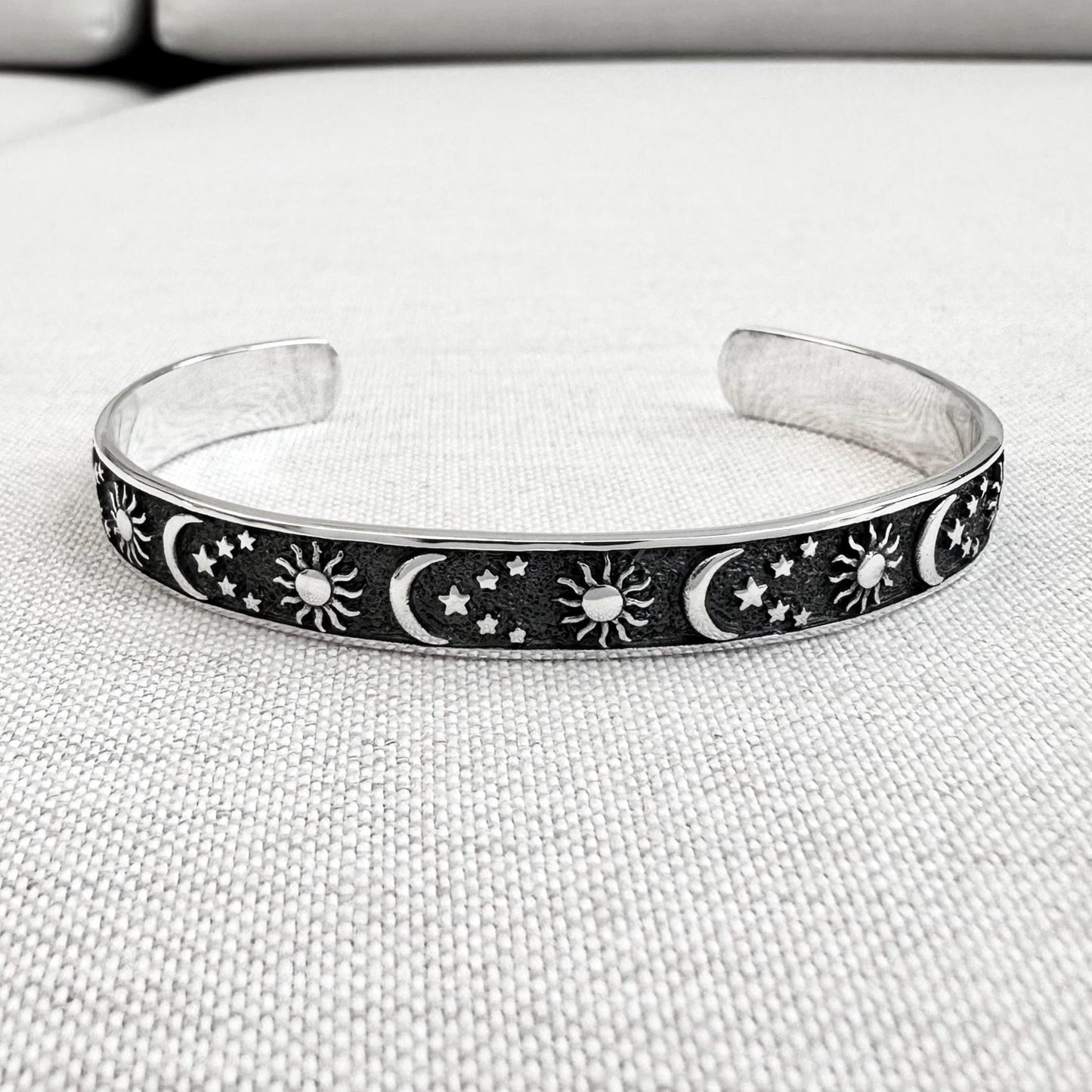 Celtic Crescent Moon Sun Cuff Bracelet