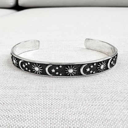 Celtic Crescent Moon Sun Cuff Bracelet