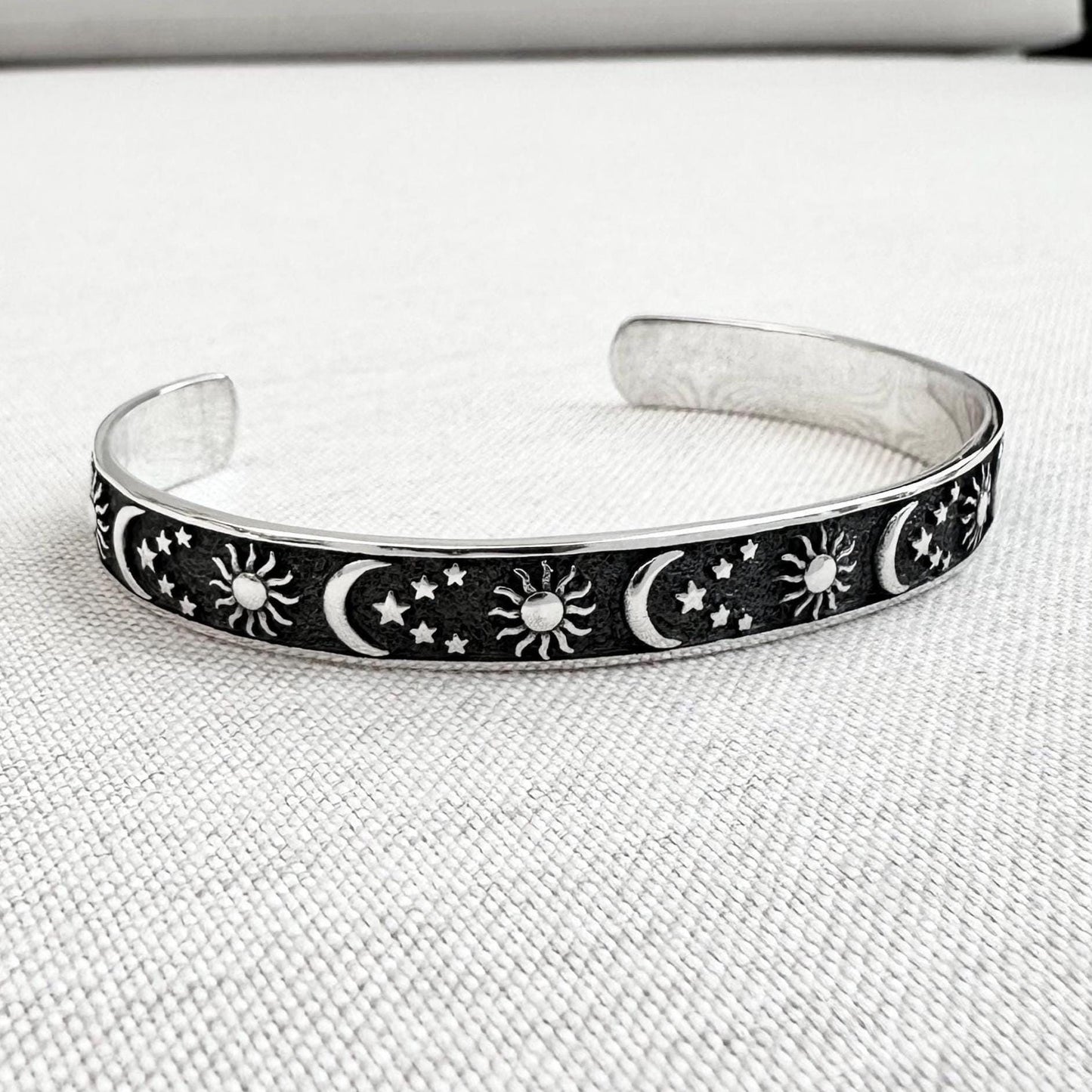Celtic Crescent Moon Sun Cuff Bracelet