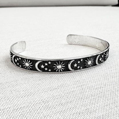 Celtic Crescent Moon Sun Cuff Bracelet