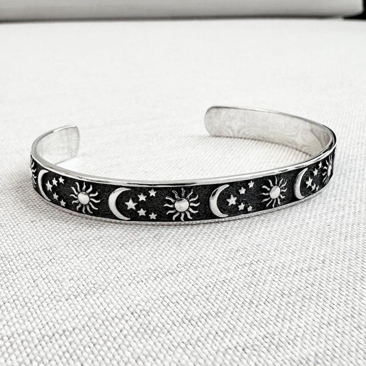 Celtic Crescent Moon Sun Cuff Bracelet