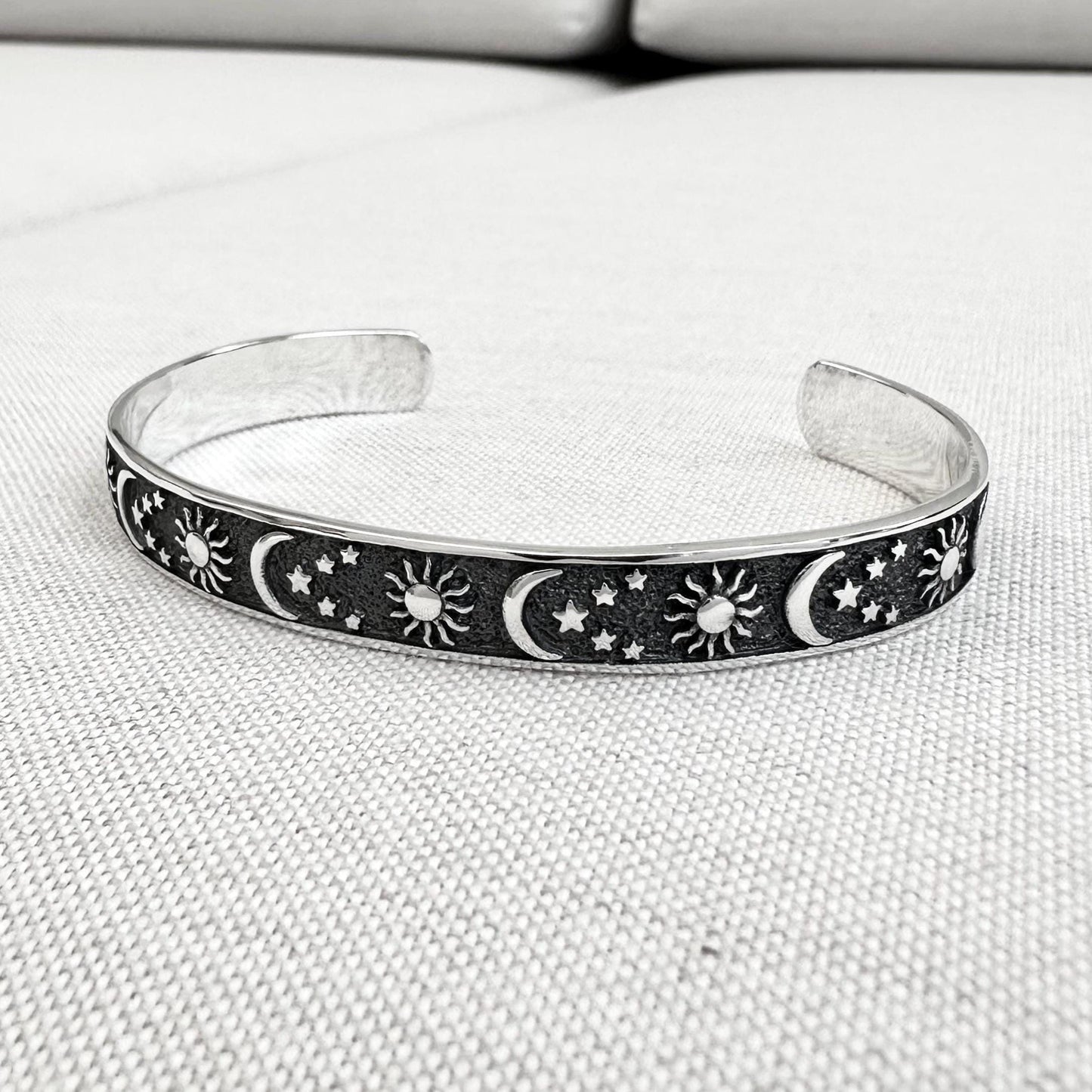 Celtic Crescent Moon Sun Cuff Bracelet