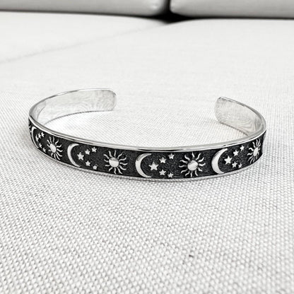 Celtic Crescent Moon Sun Cuff Bracelet