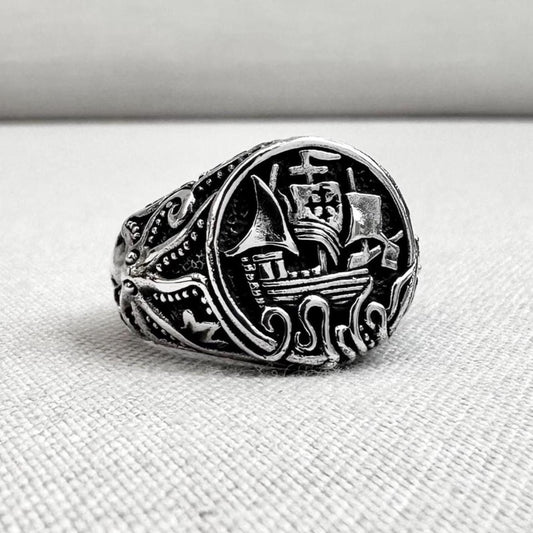 Tall Ship Sailor Amulet Ring
