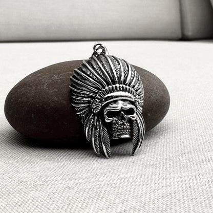 Indian Native American Skull Chieftain Pendant/Necklace