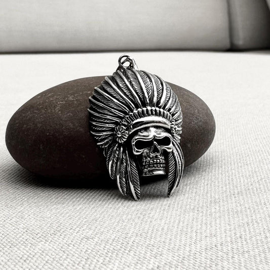 Indian Native American Skull Chieftain Pendant/Necklace