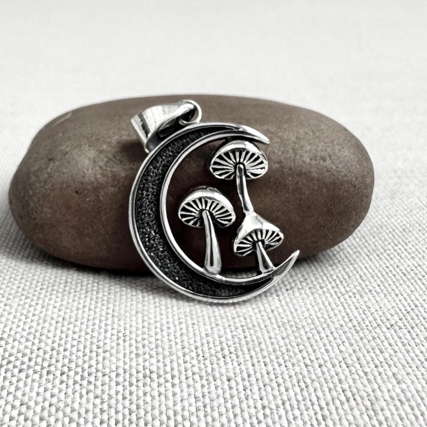 Magic Mushroom Shroom Crescent Moon Pendant/Necklace