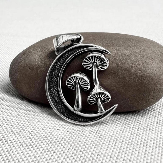 Magic Mushroom Shroom Crescent Moon Pendant/Necklace