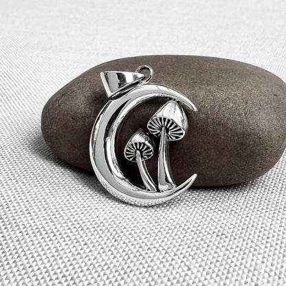 Magic Mushroom Shroom Crescent Moon Pendant/Necklace