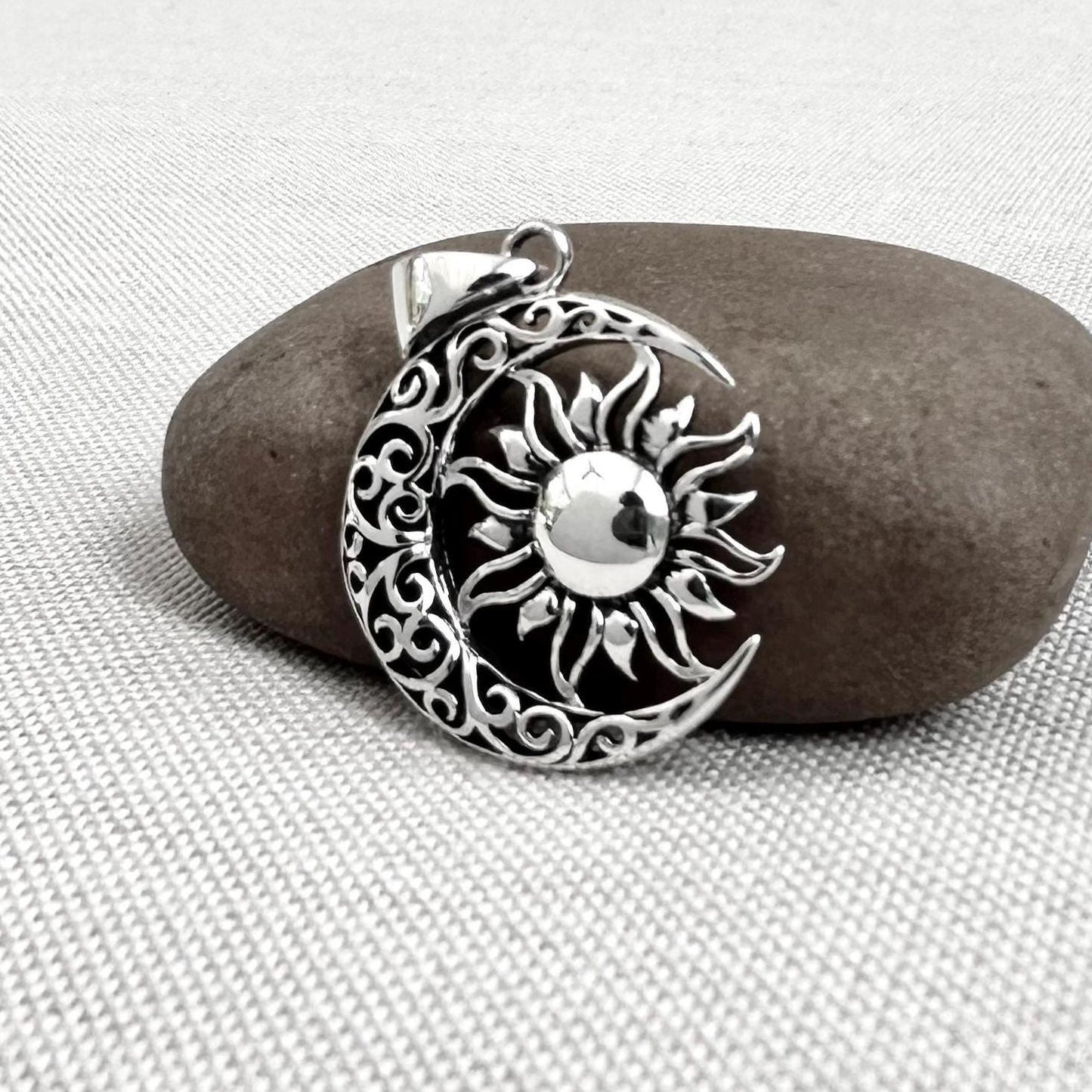 Celtic Sun Crescent Moon Pendant/Necklace