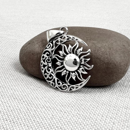 Celtic Sun Crescent Moon Pendant/Necklace