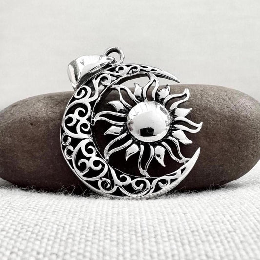 Celtic Sun Crescent Moon Pendant/Necklace