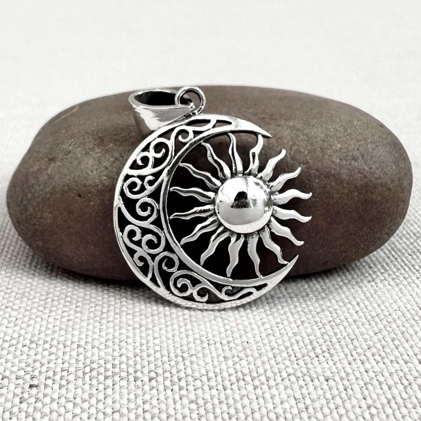 Celtic Sun Crescent Moon Pendant/Necklace