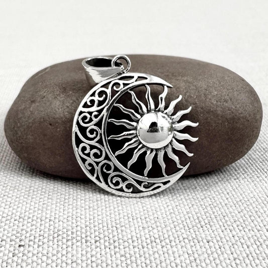 Celtic Sun Crescent Moon Pendant/Necklace