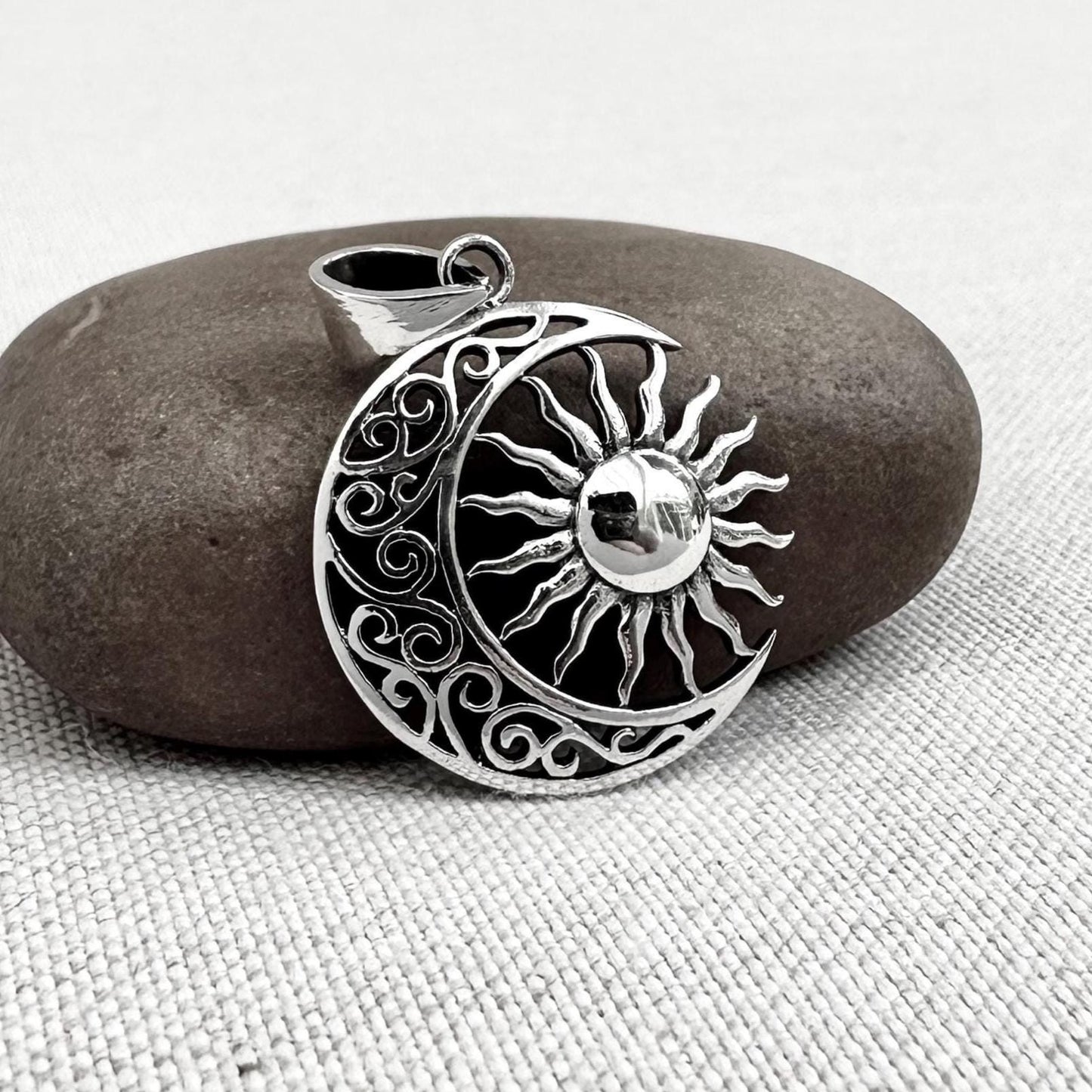 Celtic Sun Crescent Moon Pendant/Necklace