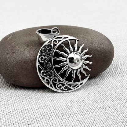 Celtic Sun Crescent Moon Pendant/Necklace