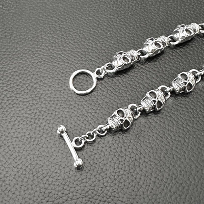 Skull Punk Skeleton Gothic Biker Chain Bracelet