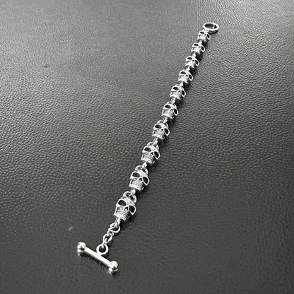 Skull Punk Skeleton Gothic Biker Chain Bracelet