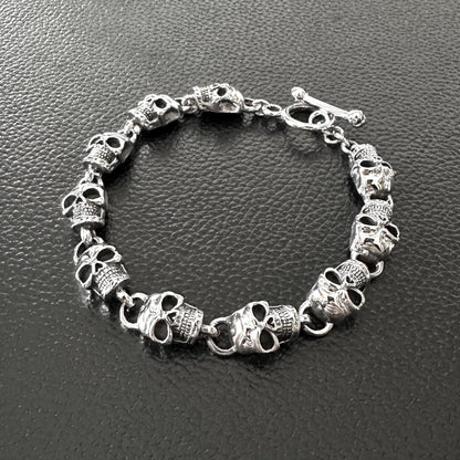 Skull Punk Skeleton Gothic Biker Chain Bracelet