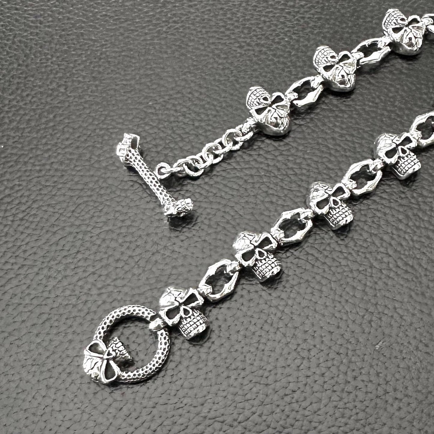 Skull Punk Skeleton Gothic Biker Chain Bracelet