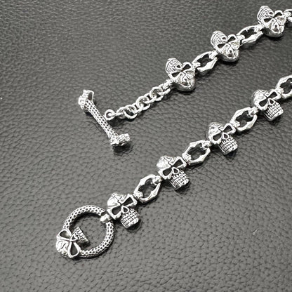 Skull Punk Skeleton Gothic Biker Chain Bracelet