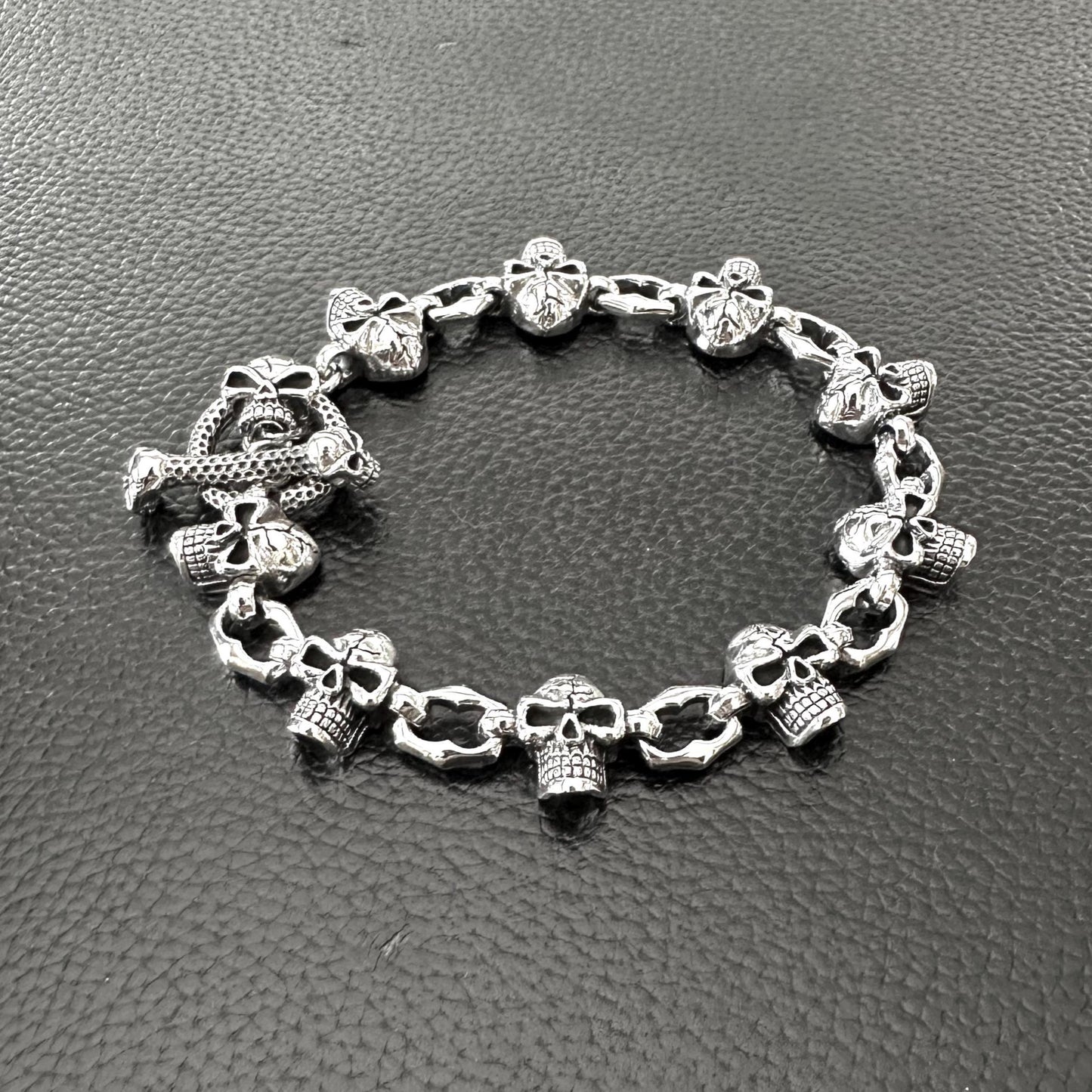 Skull Punk Skeleton Gothic Biker Chain Bracelet
