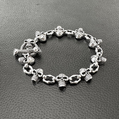 Skull Punk Skeleton Gothic Biker Chain Bracelet