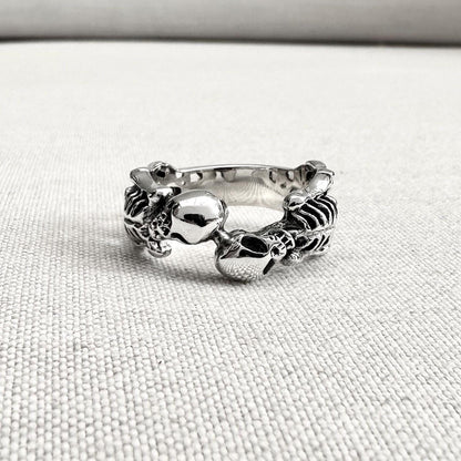 Skeleton Skull Gothic Punk Biker Ring